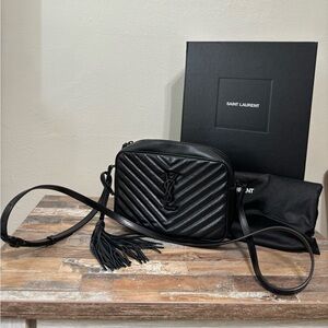 Saint Laurent Lou Camera Bag Hardware Crossbody Black Leather with Tassel